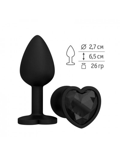 Черная силиконовая пробка с черным кристаллом - 7,3 см.