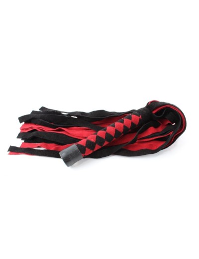 Черно-красная замшевая плеть с ромбами на рукояти - 60 см.