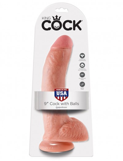 Телесный фаллоимитатор 9  Cock with Balls - 22,9 см.