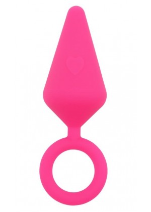 Розовая анальная пробка с кольцом Candy Plug S - 7,1 см.