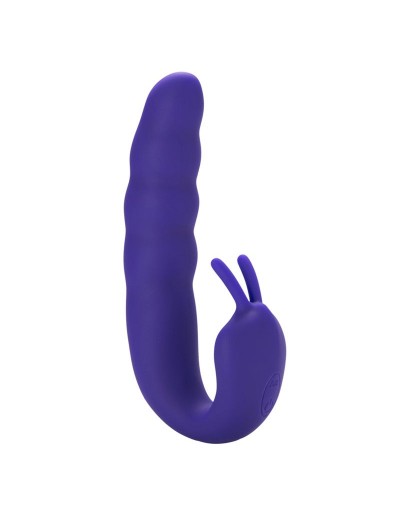 Фиолетовый вибратор Ribbed Dual Stimulator - 17 см.