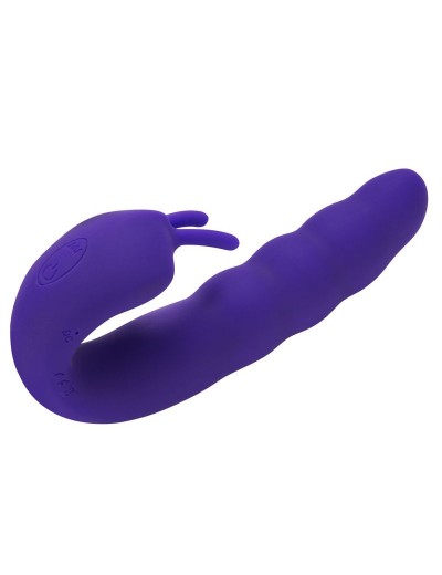 Фиолетовый вибратор Ribbed Dual Stimulator - 17 см.