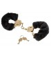 Наручники с чёрной меховой опушкой GOLD DELUXE FURRY CUFFS