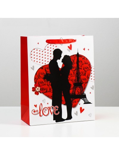 Подарочный пакет  Романтичная пара Love  - 32 х 26 см.
