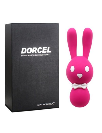 Розовый вибростимулятор-зайчик Dorcel - 16 см.