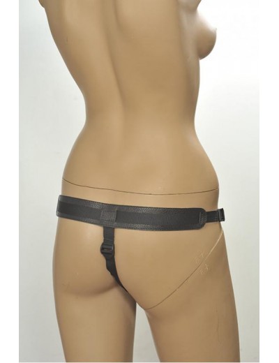 Чёрные трусики для фиксации насадок кольцом Kanikule Leather Strap-on Harness  Anatomic Thong