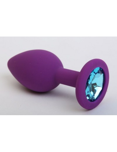 Фиолетовая силиконовая пробка с голубым стразом - 8,2 см.