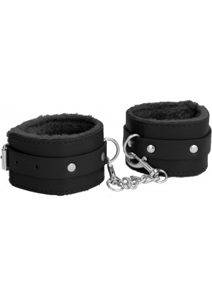 Черные наручники Plush Leather Hand Cuffs