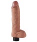 Кофейный вибромассажер 10  Vibrating Cock with Balls - 25,4 см.