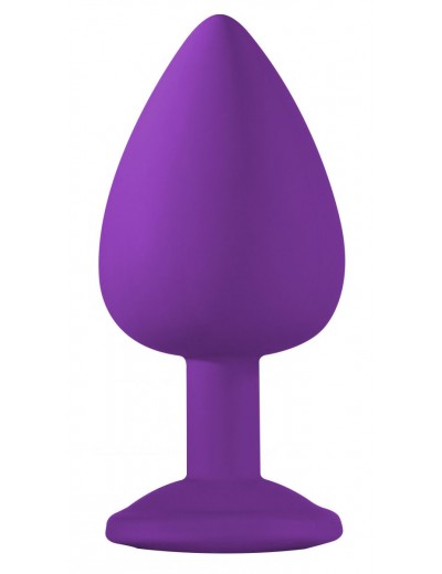Большая фиолетовая анальная пробка Emotions Cutie Large с прозрачным кристаллом - 10 см.